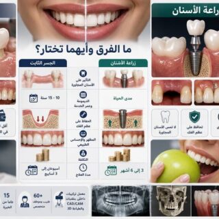 ما الفرق بين الجسر الثابت وزراعة الأسنان وأيهما تختار؟