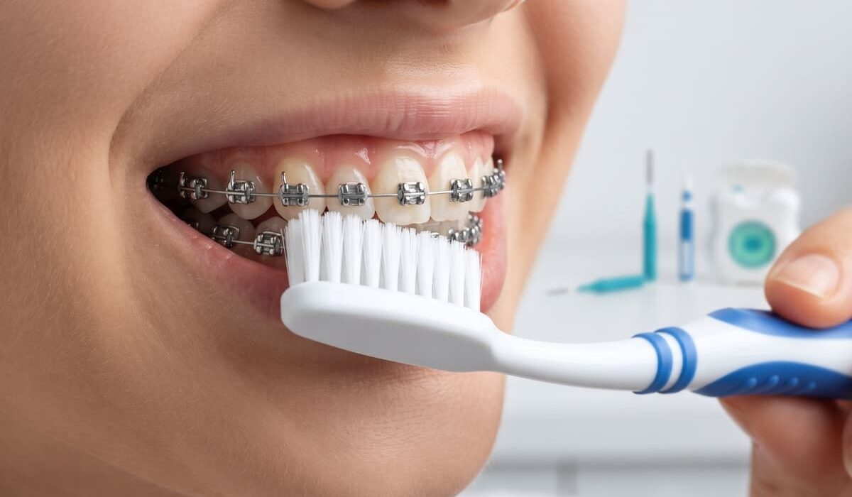 دليل تنظيف الأسنان بعد تركيب التقويم الثابت خطوة بخطوة